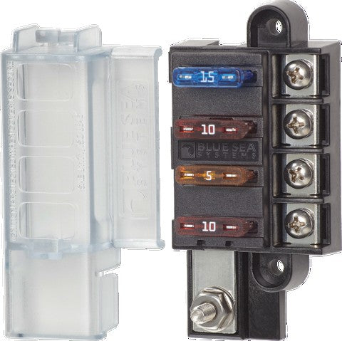 BlueSea Blade Fuse Block  Compact 4 Circuit and cover Enerdrive