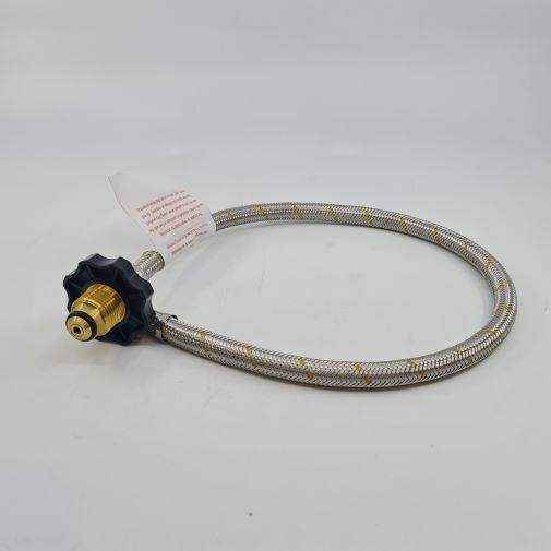 Braided Gas Hose 600mm POL fitting and 1-4 Tapered Thread MNPT 51-Htfp14M600F - Everything Caravans