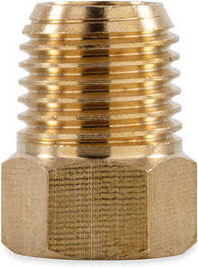 Brass Gas fitting 1-4 Male Taper Thread to 1-4 Female inverted Flare - Everything Caravans