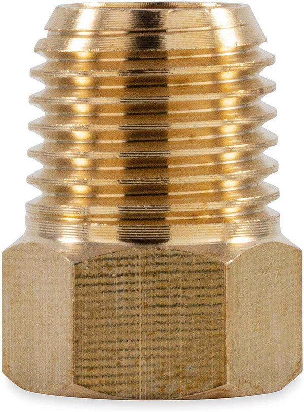 Brass Gas fitting 1-4 Male Taper Thread to 1-4 Female inverted Flare - Everything Caravans