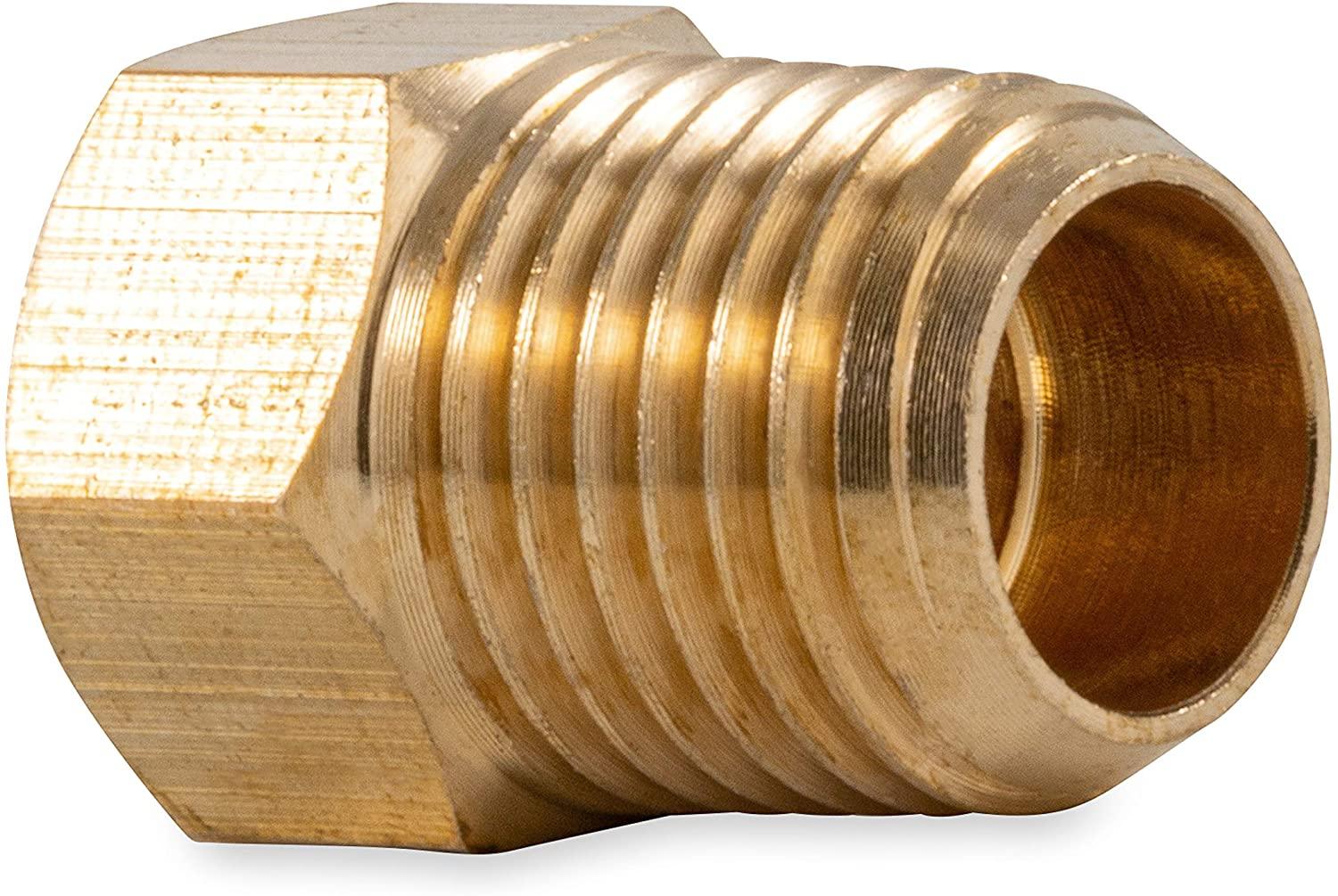 Brass Gas fitting 1-4 Male Taper Thread to 1-4 Female inverted Flare - Everything Caravans