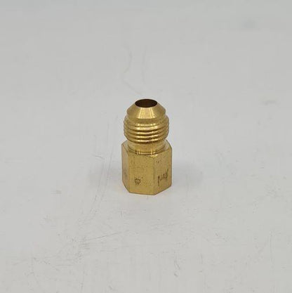 Brass Gas fitting 3-8 Flare Union with 1-4 Female Taper Thread 01-1612 - Everything Caravans