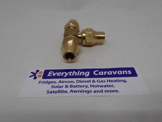 Brass Gas fitting 5-16 Flare Three Way Tee for 5-16 Copper Pipe with Flare Nuts 2352 - Everything Caravans