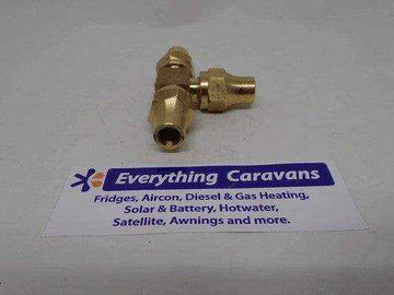 Brass Gas fitting 5-16 Flare Three Way Tee for 5-16 Copper Pipe with Flare Nuts 2352 - Everything Caravans