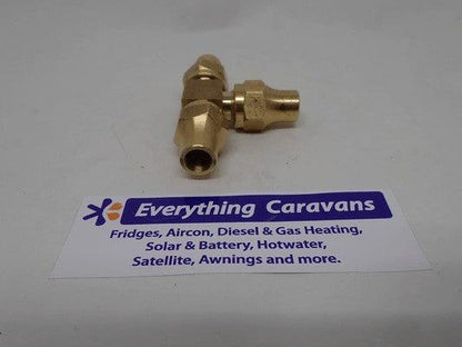 Brass Gas fitting 5-16 Flare Three Way Tee for 5-16 Copper Pipe with Flare Nuts 2352 - Everything Caravans
