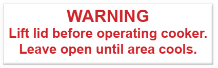 C-5E Internal gas code sticker (for timber benchtop lids over cooking ranges) (order in pack of 50) Caravan Industry