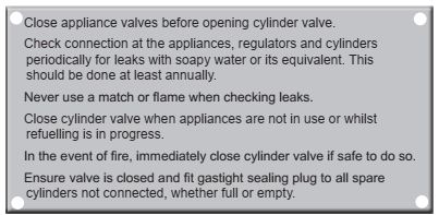 C-7 Gas code metal plate for gas cylinder (order in pack of 50) Caravan Industry