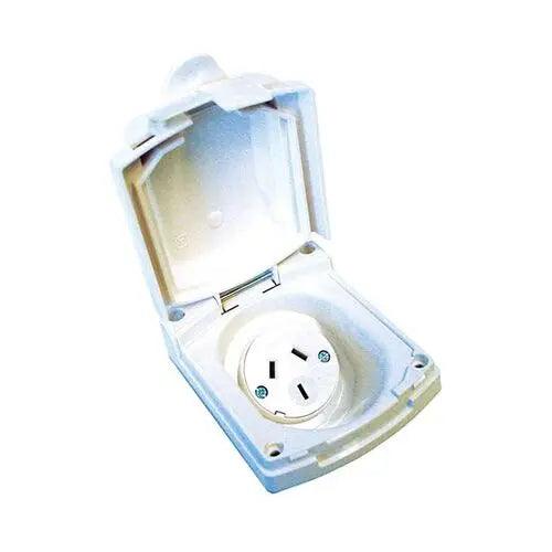 Clipsal External 240 volt Power Outlet White - 10 amp - Everything Caravans