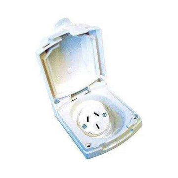 Clipsal External 240 volt Power Outlet White - 10 amp - Everything Caravans