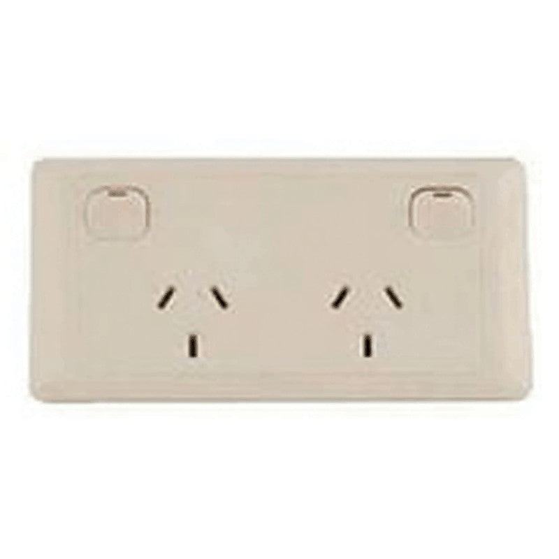 CMS DOUBLE BEIGE 10AMP POWER OUTLET W-20AMP INSTALL COUPLERS for Caravan 240 electrics CMS