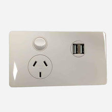 CMS Power Outlet Single N-W + Dual 4A USB W-12vdc Terminal for Caravan 240 Electrics J series - Everything Caravans