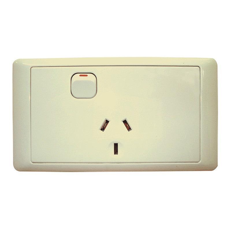 CMS Single Beige 10amp Power Outlet with 20amp install couplers for Caravan 240 Electrics - Everything Caravans