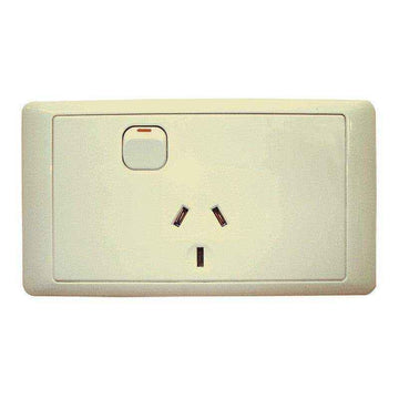 CMS Single Beige 10amp Power Outlet with 20amp install couplers for Caravan 240 Electrics - Everything Caravans