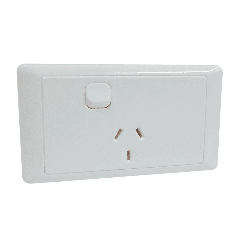CMS SINGLE WHITE POWER POINTS for Caravan 240 electrics CMS