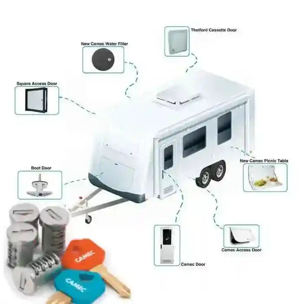 Camec One Key fits All 8 Barrel Kit - Everything Caravans