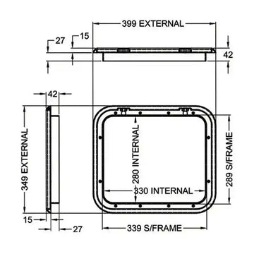 Coast Access Door 1 399X349mm White RV Hatch - Everything Caravans
