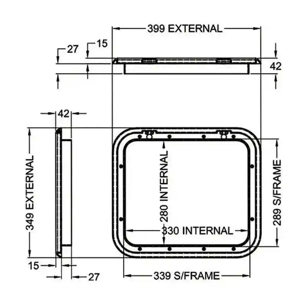 Coast Access Door 1 399X349mm White RV Hatch - Everything Caravans