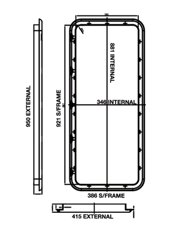 Coast Access Door 9 950 x 415mm White RV Hatch - Everything Caravans