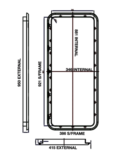 Coast Access Door 9 950 x 415mm White RV Hatch - Everything Caravans