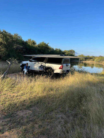 Eezi-Awn Dragonfly 180 Awning 2.3M Freestanding Left Side Mount Beige - Black Friday Sale - Everything Caravans
