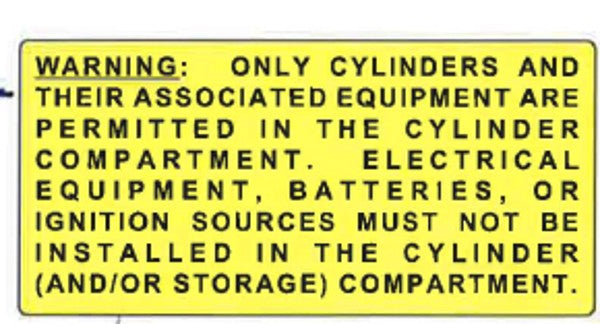 Cylinder Compartment Warning Label Caravan Industry