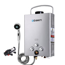 Devanti Outdoor Portable Gas Hot Water Heater Shower Camping LPG Caravan Pump Silver - Everything Caravans