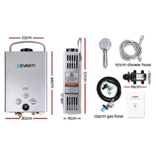 Devanti Outdoor Portable Gas Hot Water Heater Shower Camping LPG Caravan Pump Silver - Everything Caravans