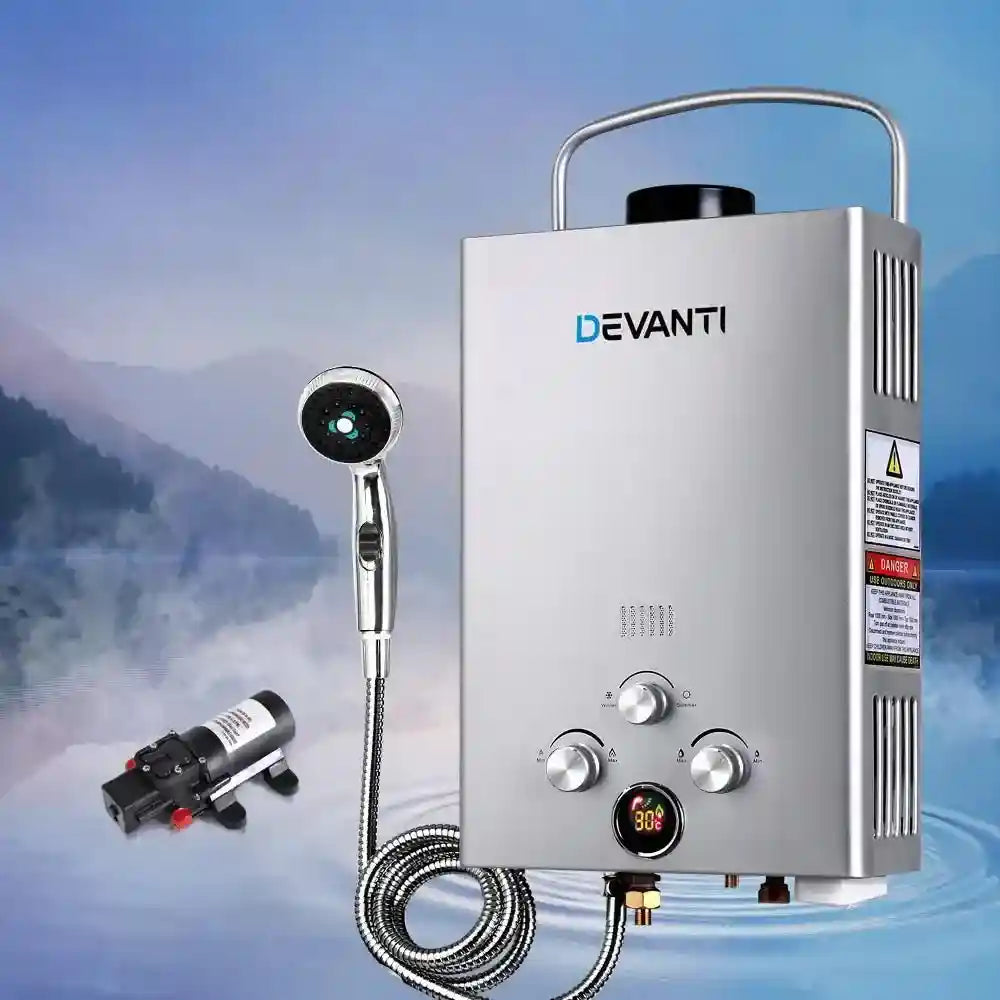 DEVANTi Outdoor Portable Gas Hot Water Heater Shower Camping LPG Carav -  Everything Caravans