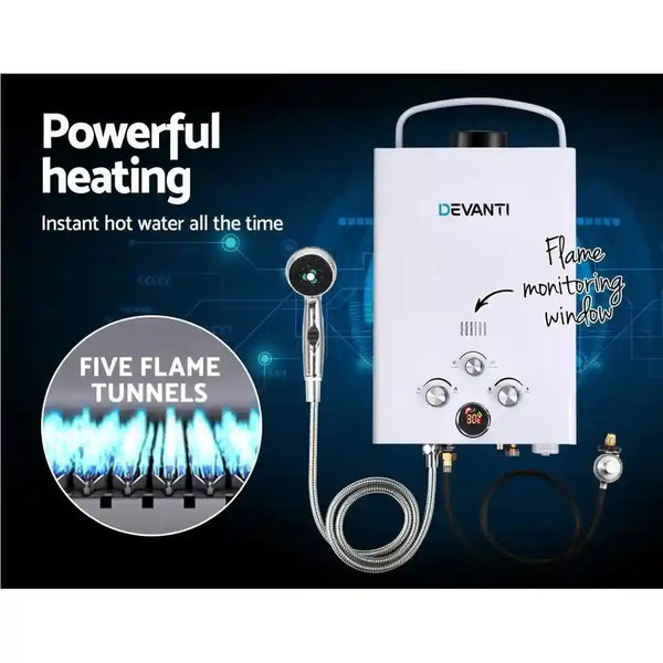 Outdoor Portable Gas Hot Water Heater Shower Camping - Everything Caravans
