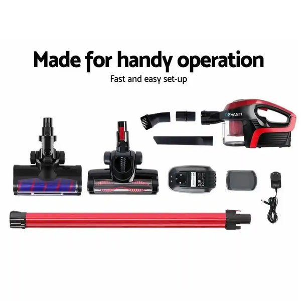 Cordless 150w Handstick Vacuum Cleaner Red and Black - Everything Caravans