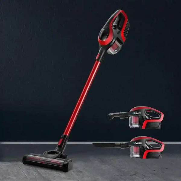 Devanti Cordless Stick Vacuum Cleaner - Black andred - Everything Caravans