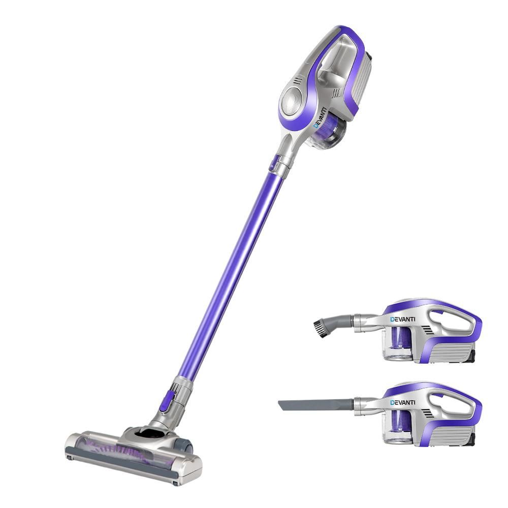 Devanti Cordless Stick Vacuum Cleaner - Purple &amp; Grey Everything Caravans