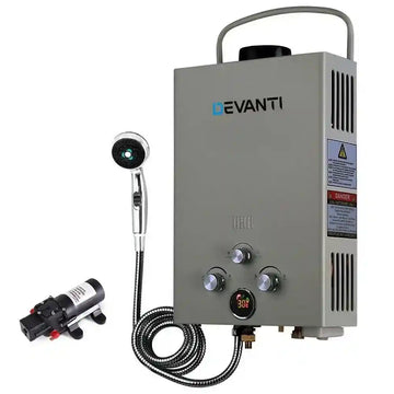 Devanti Outdoor Gas Hot Water Heater Portable Shower Camping LPG Caravan Pump - Everything Caravans