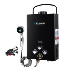 Outdoor Portable LPG Hot Water Heater with 12v Water Pump Black - Everything Caravans