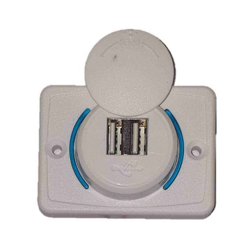 Dual USB White Flush Mount 3.1A with Swivel Cover - Everything Caravans