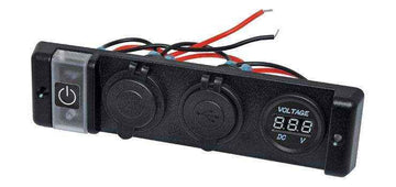 Dual USB Car Accessory and voltage Meter Flush Panel Mount - Everything Caravans