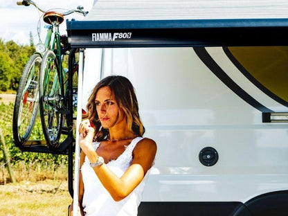 Fiamma F80S Deep Black Cassette - Royal Grey Fabric Box Awning - Everything Caravans