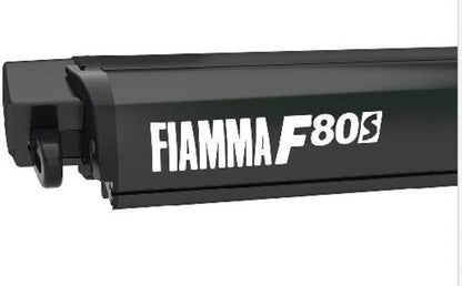 Fiamma F80S Deep Black Cassette - Royal Grey Fabric Box Awning - Everything Caravans
