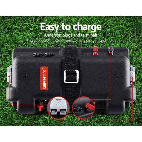 Battery Box Universal Large with USB Cigarette and Anderson Plugs - Everything Caravans