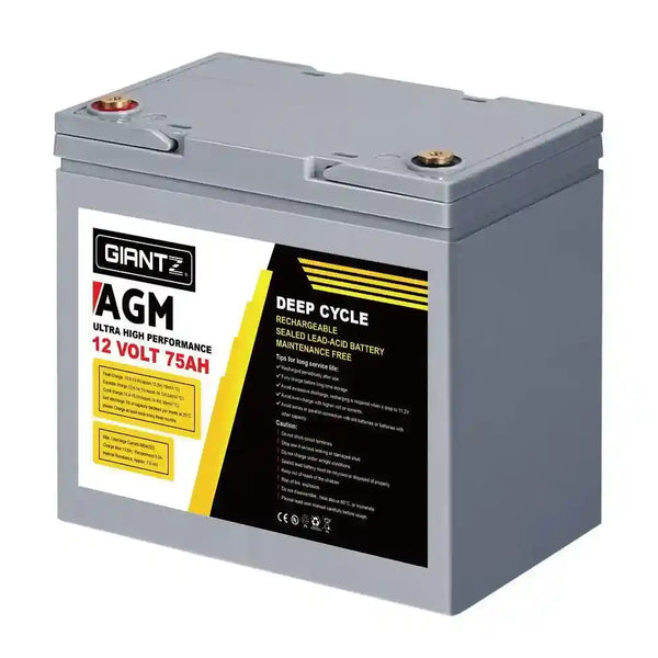 75Ah Deep Cycle Battery and Box 12v Agm - Everything Caravans