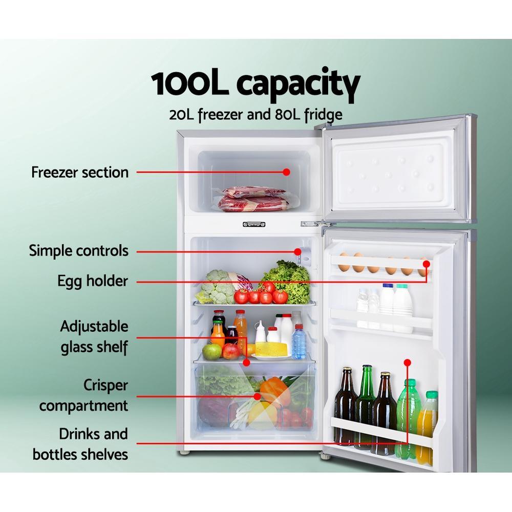 100L Upright Fridge Freezer 12v24V240v Silver - Everything Caravans