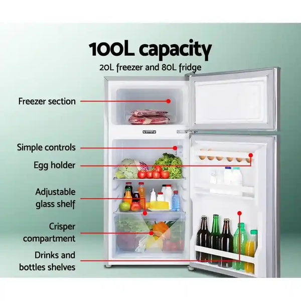 100L Upright Fridge Freezer 12v24V240v Silver - Everything Caravans