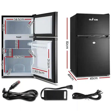 90L Upright Fridge Freezer 12v24V240v Black - Everything Caravans