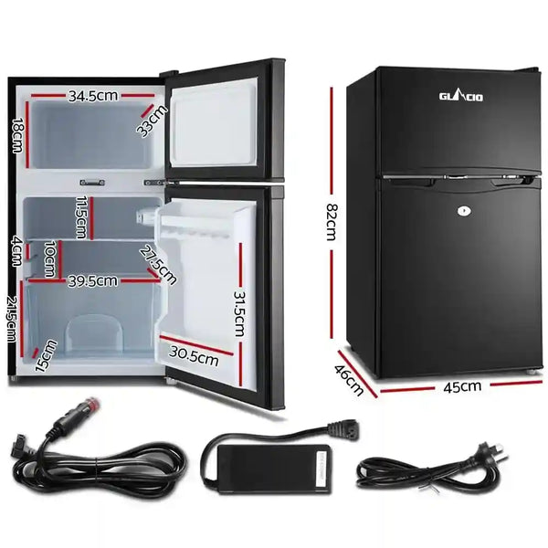 90L Upright Fridge Freezer 12v24V240v Black - Everything Caravans