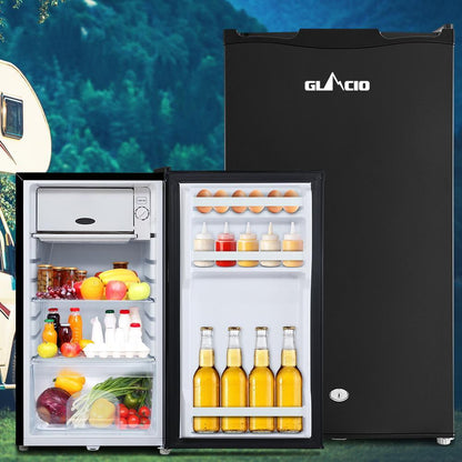 95L Upright Fridge Freezer 12v24V240v Black - Everything Caravans
