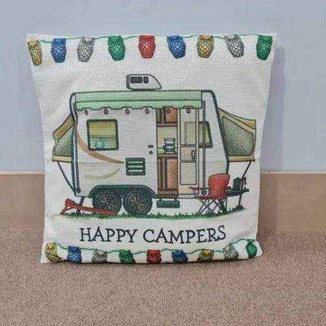 Happy Campers Pillow Cushion - Camper - Everything Caravans