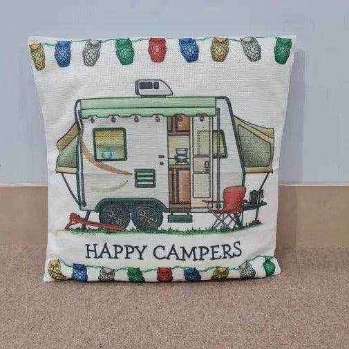 Happy Campers Pillow Cushion - Camper - Everything Caravans