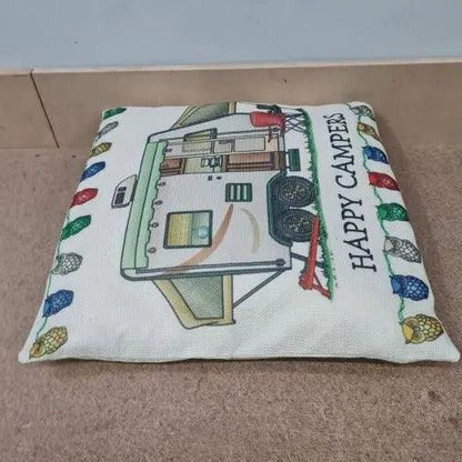 Happy Campers Pillow Cushion - Camper - Everything Caravans