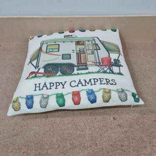 Happy Campers Pillow Cushion - Camper - Everything Caravans