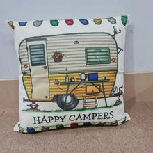 Happy Campers Pillow Cushion - Caravan - Everything Caravans